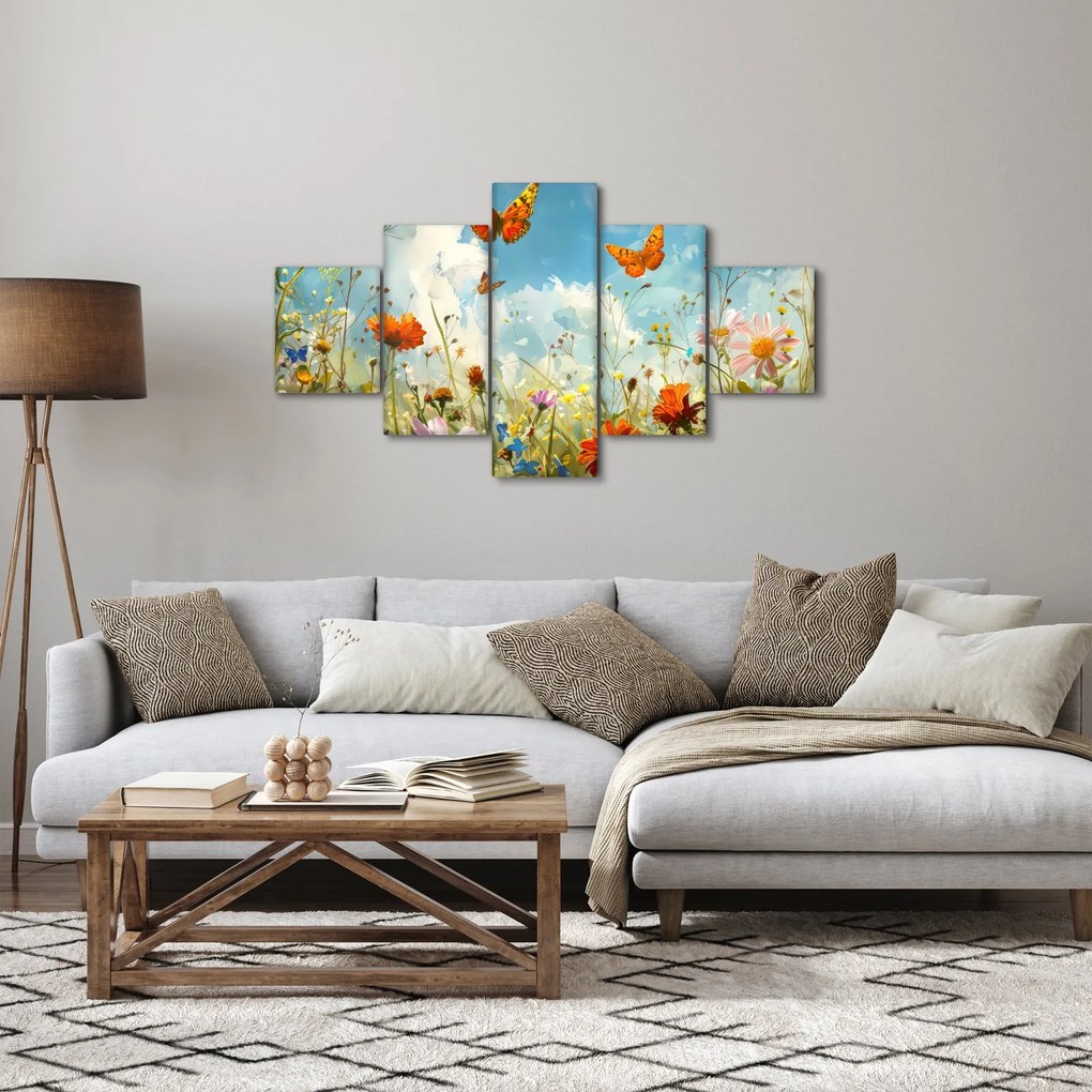 Obraz - Motyle na letniej łące (125x70 cm)