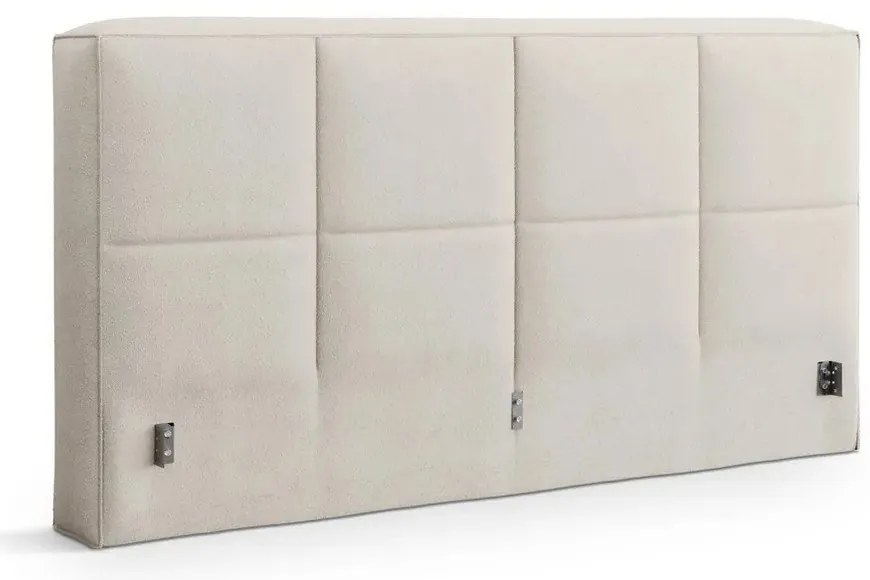 Kremowe tapicerowane łóżko dwuosobowe ze schowkiem ze stelażem 200x200 cm Simon Darren – Micadoni