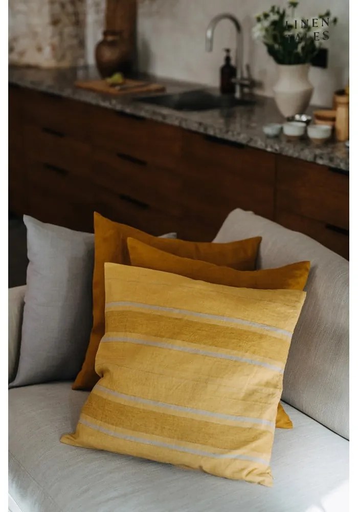 Lniana poszewka na poduszkę 40x40 cm Amber Bronze Stripes – Linen Tales