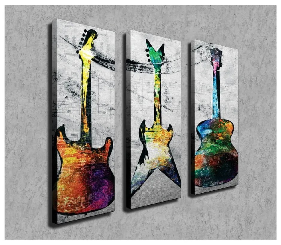 3-częściowy obraz na płótnie Guitars