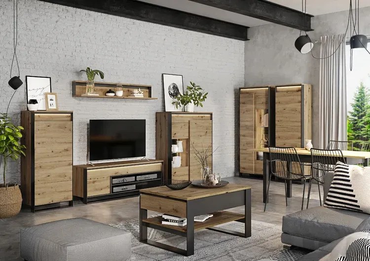 Industrialna witryna do salonu dąb artisan - QA S0-K43