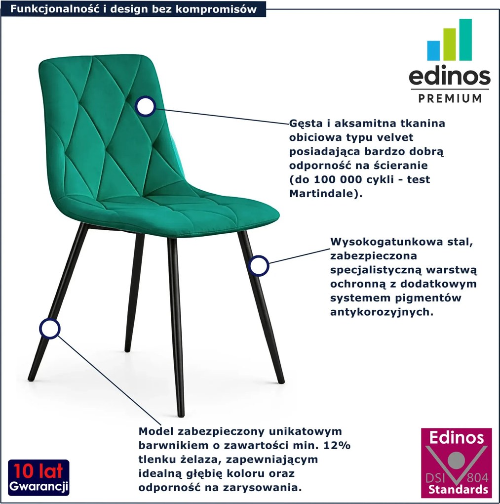 Zestaw 2 zielonych krzeseł pikowanych P3-E77