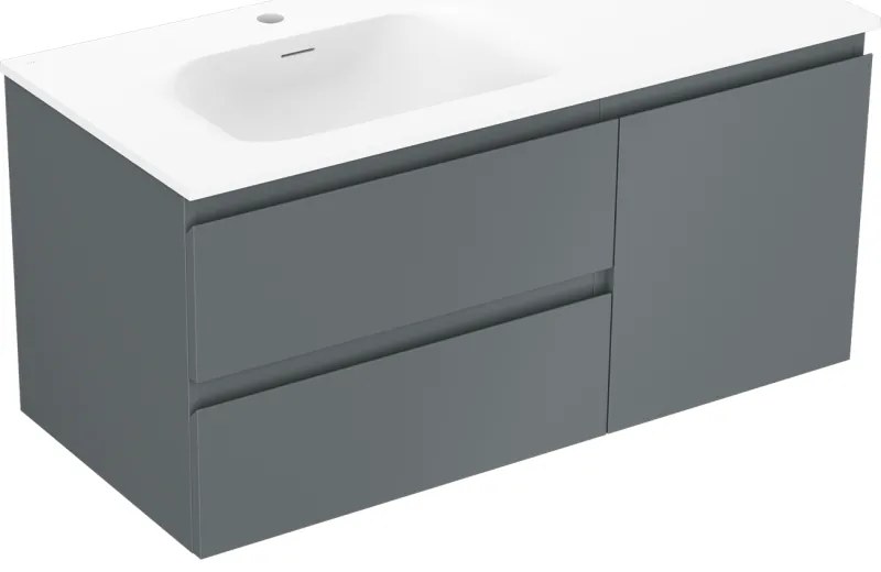 Mexen Orio szafka łazienkowa 100 cm z umywalką Vela lewą, 2S, 1D, grafit mat/biała mat - 91A13-10047-3-BBFFF66-W23L01