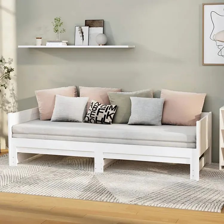 Białe łóżko rozsuwane sosnowe 2x(80x200) cm M8-T56