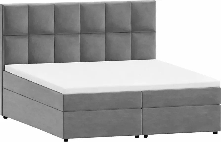 Szare łóżko boxspring ze schowkiem 200x200 cm Flip – Ropez