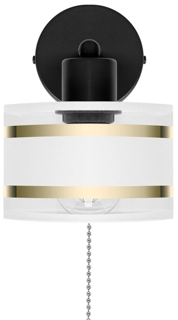 Czarny kinkiet LED z włącznikiem z białym abażurem SHWD-TI-1010SC-WE j