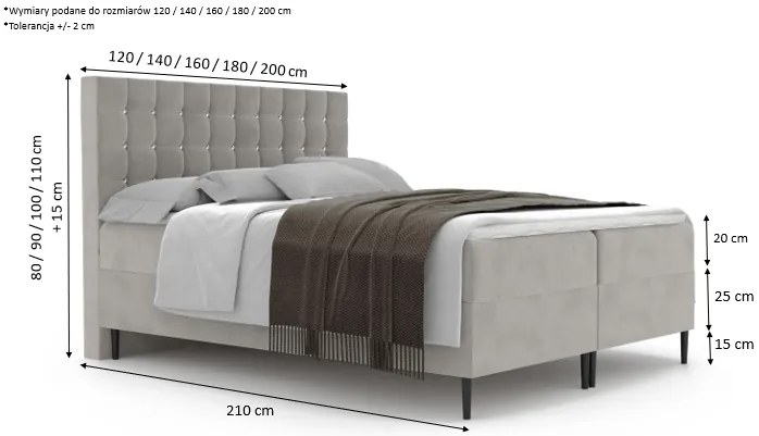 Łóżko kontynentalne LEVIA - 200x200