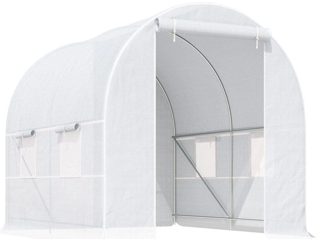 Outsunny Szklarnia Tunelowa Ogrodnicza Biała Praktyczna i Wytrzymała 245x200x200cm | Aosom PL