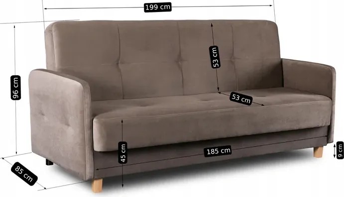 Wersalka z Funkcją Spania CUBA Rozkładana Dwuosobowa Beżowa do Salonu