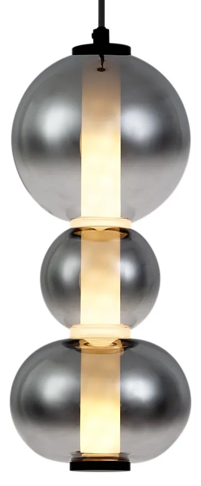 Lampa wisząca Art Deco czarna z przydymionym i przezroczystym szkłem 3-źródłowa z LED - Lizzy ArtDeco Oswietlenie wewnetrzne