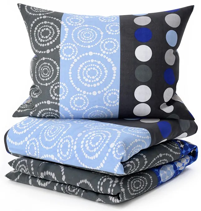 PrzytulneMieszkanie.pl PrzytulneMieszkanie.pl Pościel bawełniana CIRCLES BLUE, niebieska Rozmiar pościeli: 70 x 90 cm | 140 x 200 cm