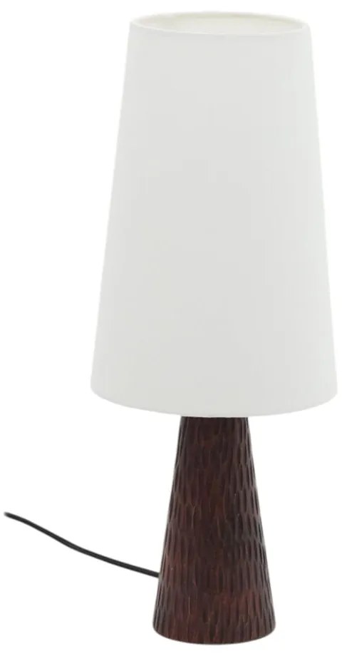Biała/ciemnobrązowa lampa stołowa z tekstylnym kloszem (wysokość 50 cm) Amire – Kave Home