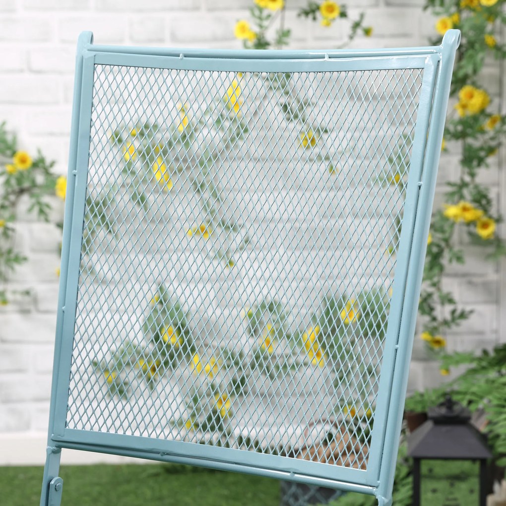 3-częściowy zestaw bistro składający się ze stołu i 2 krzeseł metalowy jasnoniebieski Outsunny