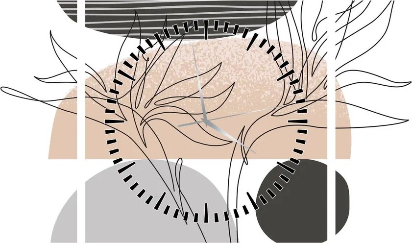 Obraz - Line art flowers N⁰2 (z zegarem) (90x30 cm)