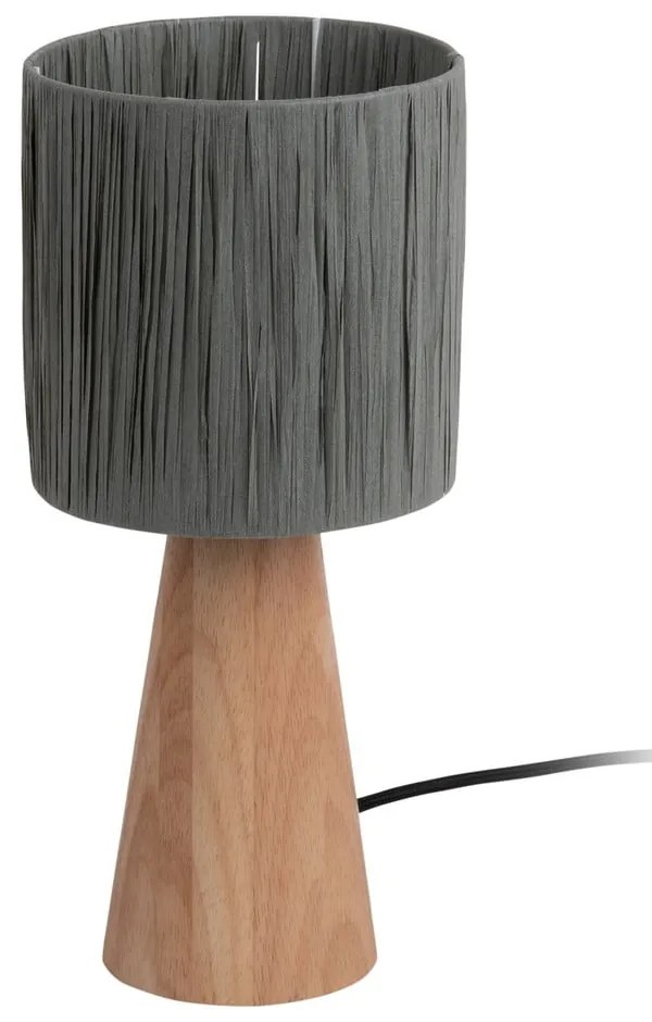 Szaro-naturalna lampa stołowa z kloszem z plecionki papierowej (wys. 33 cm) Sheer Cone – Leitmotiv
