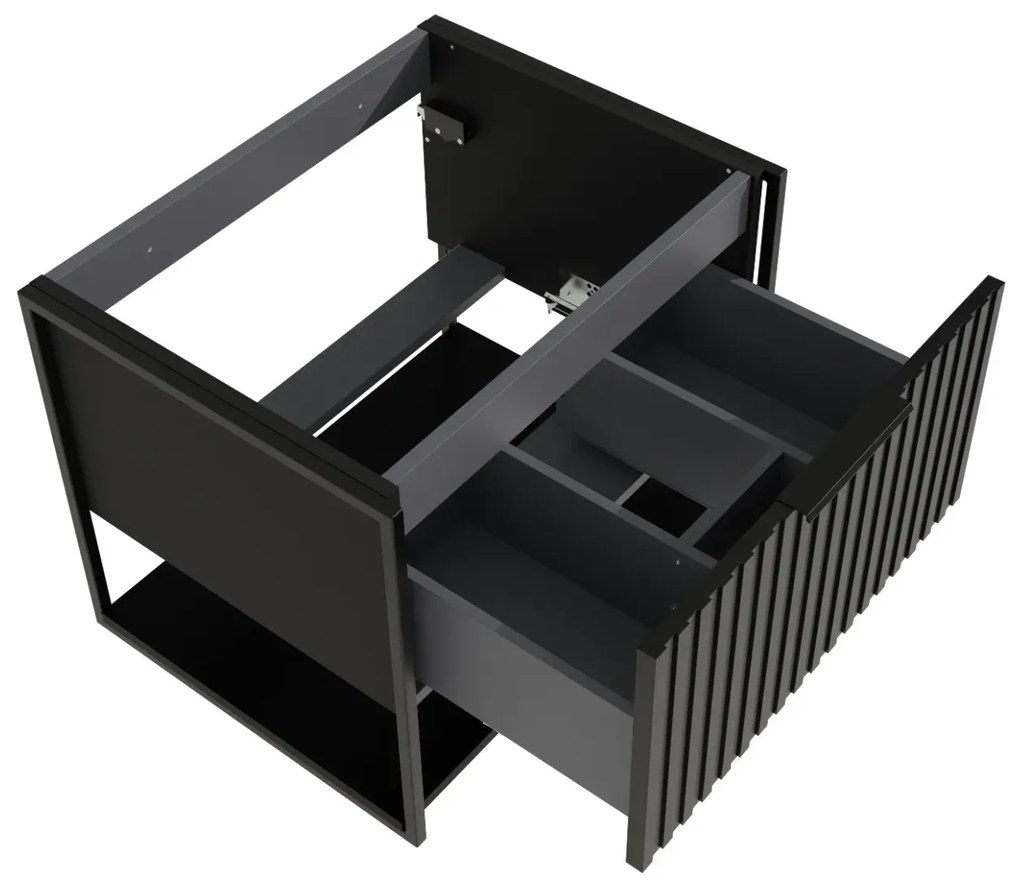 Szafka pod umywalkę TURF BLACK VINTAGE 60-1S 60cm czarna STRAMA