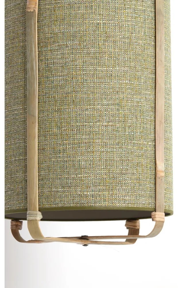 Zielona lampa wisząca z bambusowo-jutowym kloszem ø 32 cm Sendai – Light & Living