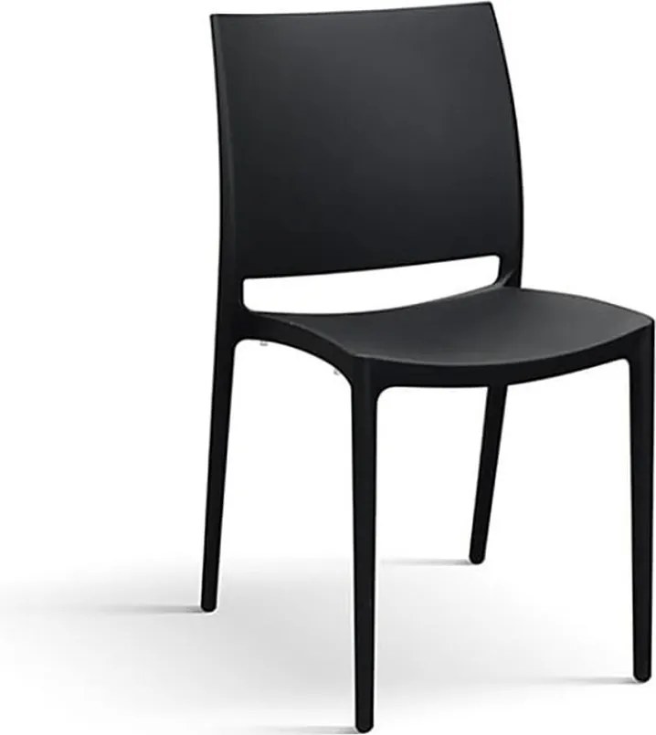 Zestaw 6 szt. sztaplowanych krzeseł z czarnego polipropylenu - NORTH BEACH