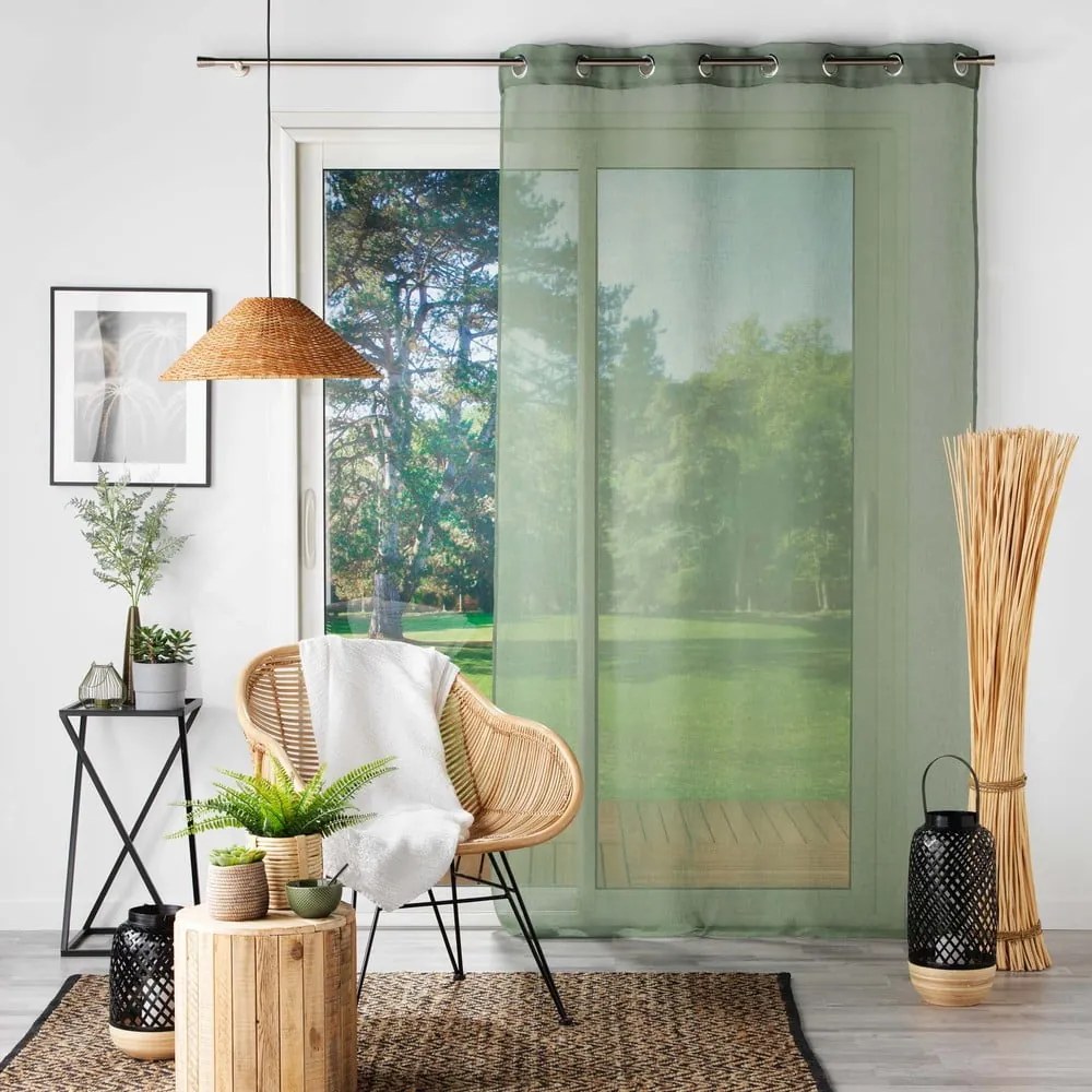 Firanka z woalu w kolorze khaki 140x280 cm Sandra – douceur d'intérieur