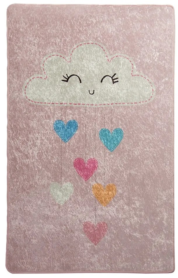 Różowy antypoślizgowy dywan dziecięcy Conceptum Hypnose Baby Cloud, 100x160 cm