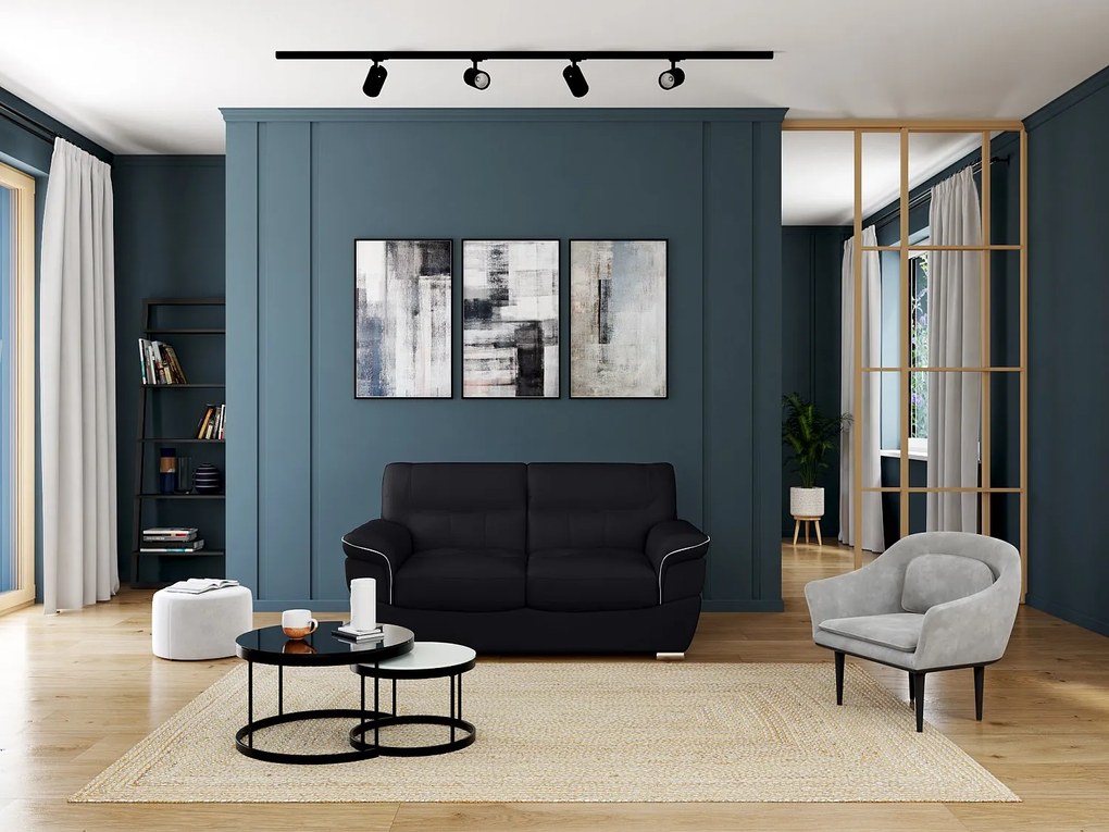 Kanapa 2-osobowa ze skóry THIBAULT - Czarny