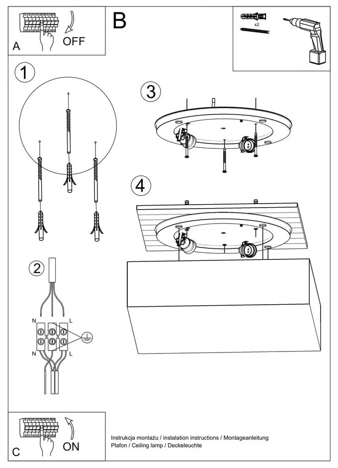 Czarna lampa sufitowa Sollux Mitra Ceiling 45