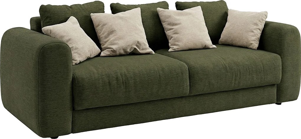 Kanapa 4-osobowa rozkładana z zielonej tkaniny ZABANO