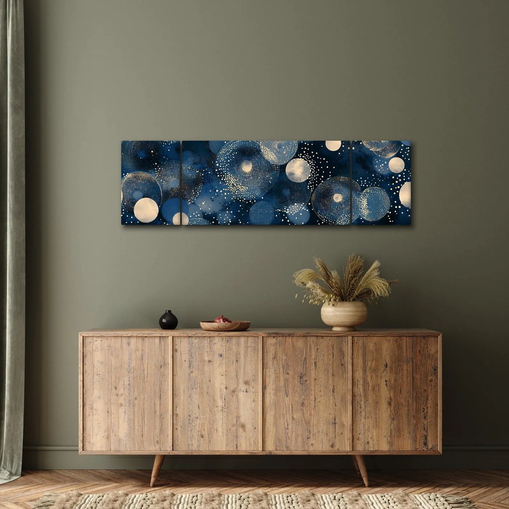 Obraz - Niebiesko-złote pierścienie (170x50 cm)