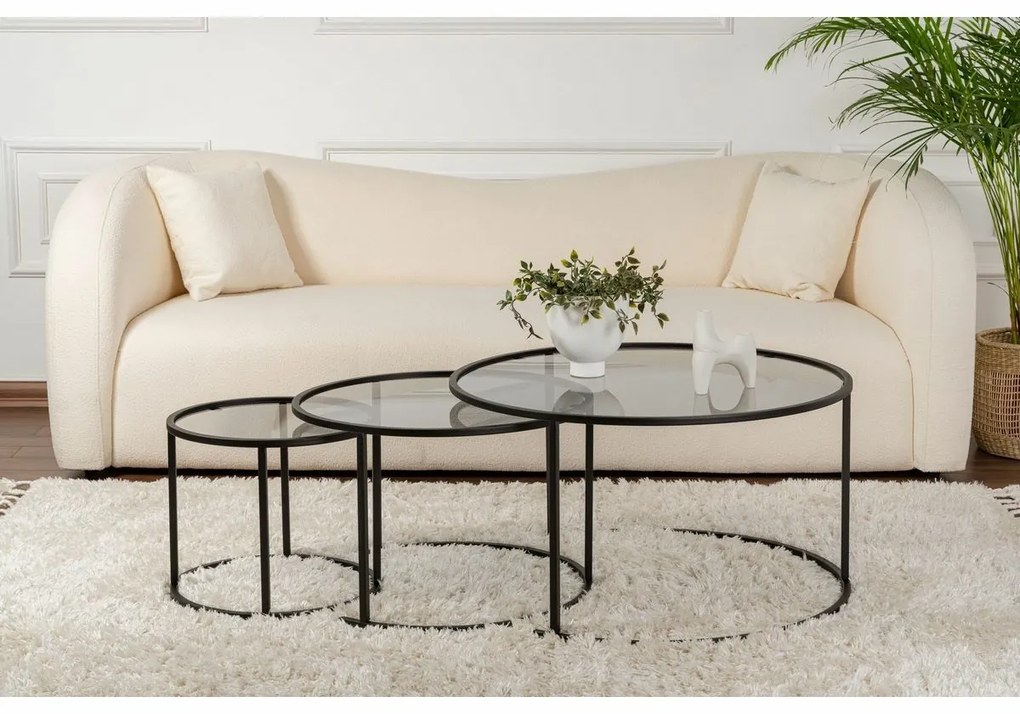 Zestaw stolików konferencyjnych Aurum Black and Grey 80 cm, 3 szt.