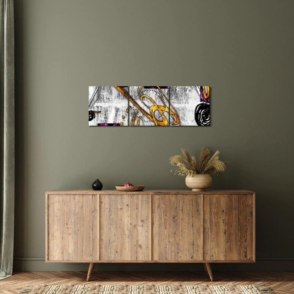 Obraz abstrakcji (z zegarem) (90x30 cm)