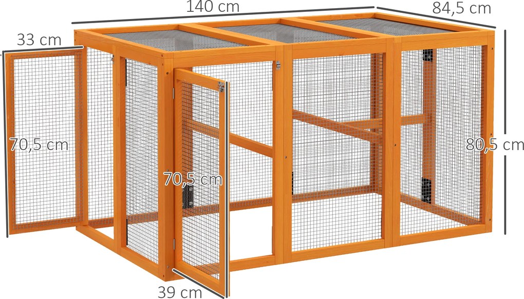 PawHut Kurnik dla 1–3 kur, drewniana rama, drut stalowy, rozbudowywalny design, drewniane drążki, pomarańczowy