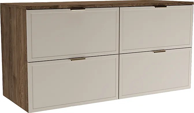 Szafka pod Umywalkę z Blatem 120cm Fronty Ramka Dąb Orzech / Kaszmir Roma