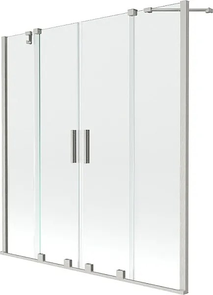 Mexen Velar Duo parawan nawannowy 2-skrzydłowy rozsuwany 160 x 150 cm, transparent, nikiel szczotkowany - 896-160-000-02-97