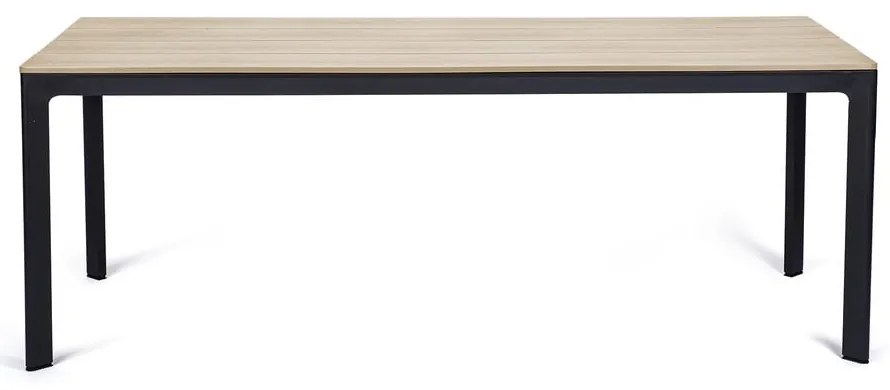 Zestaw ogrodowy dla 6 osób z czarnymi krzesłami Joanna i stołem Thor, 210x90 cm