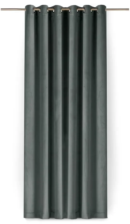 Ciemnoszara aksamitna zasłona częściowo zaciemniająca (dimout) 400x300 cm Velto – Filumi