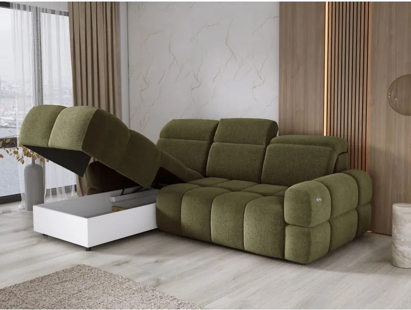 Narożnik MATEO S Wolnostojący Lewostronny Tkanina Memphis 11 kolor Oliwkowa zieleń WERSAL