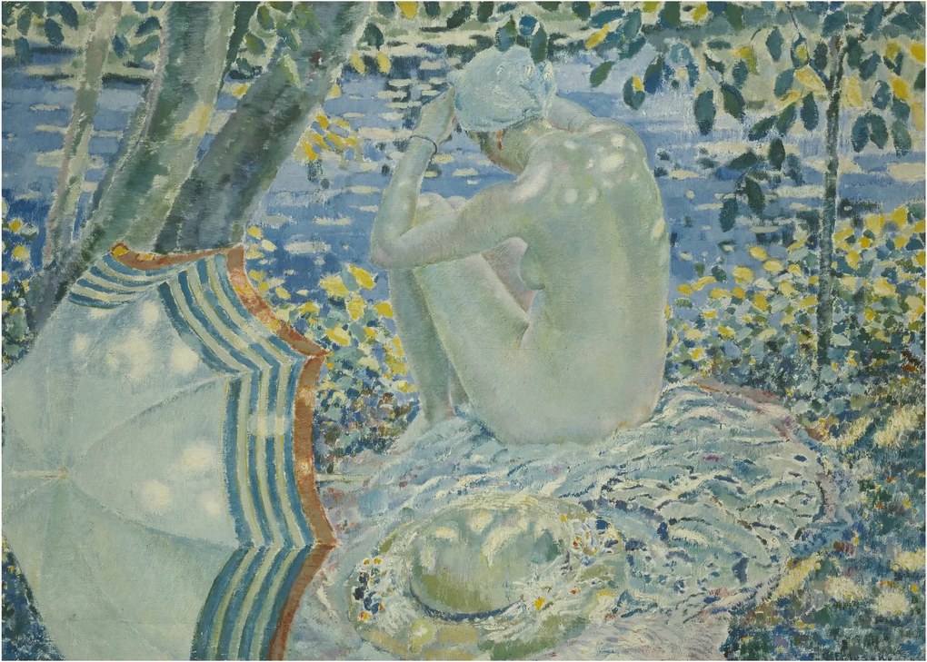 Obraz na szkle - Frederick Carl Frieseke, On the Bank, reprodukcje (70x50 cm)