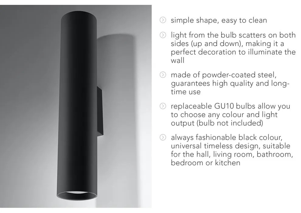 Czarny kinkiet Sollux Castro 2