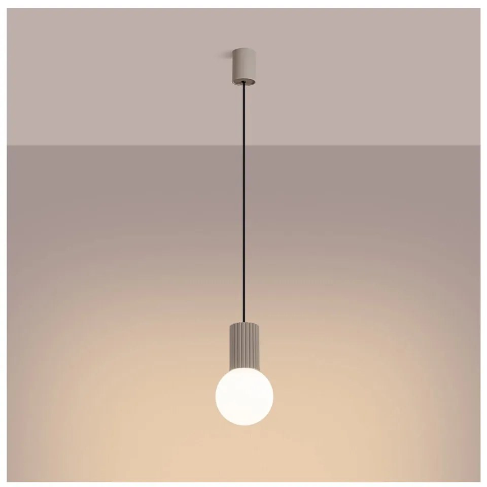 Szarobrązowa lampa wisząca ze szklanym kloszem ø 12 cm Orbital – Sollux