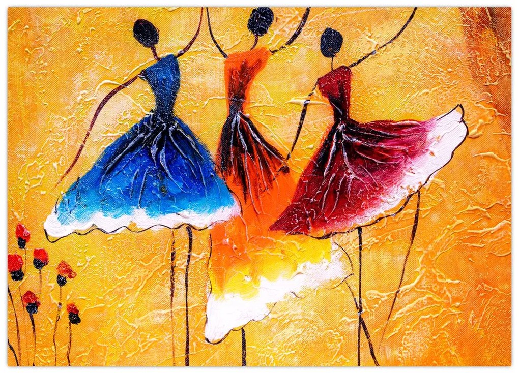 Obraz na szkle - Obraz na szkle olejny, baletki (70x50 cm)