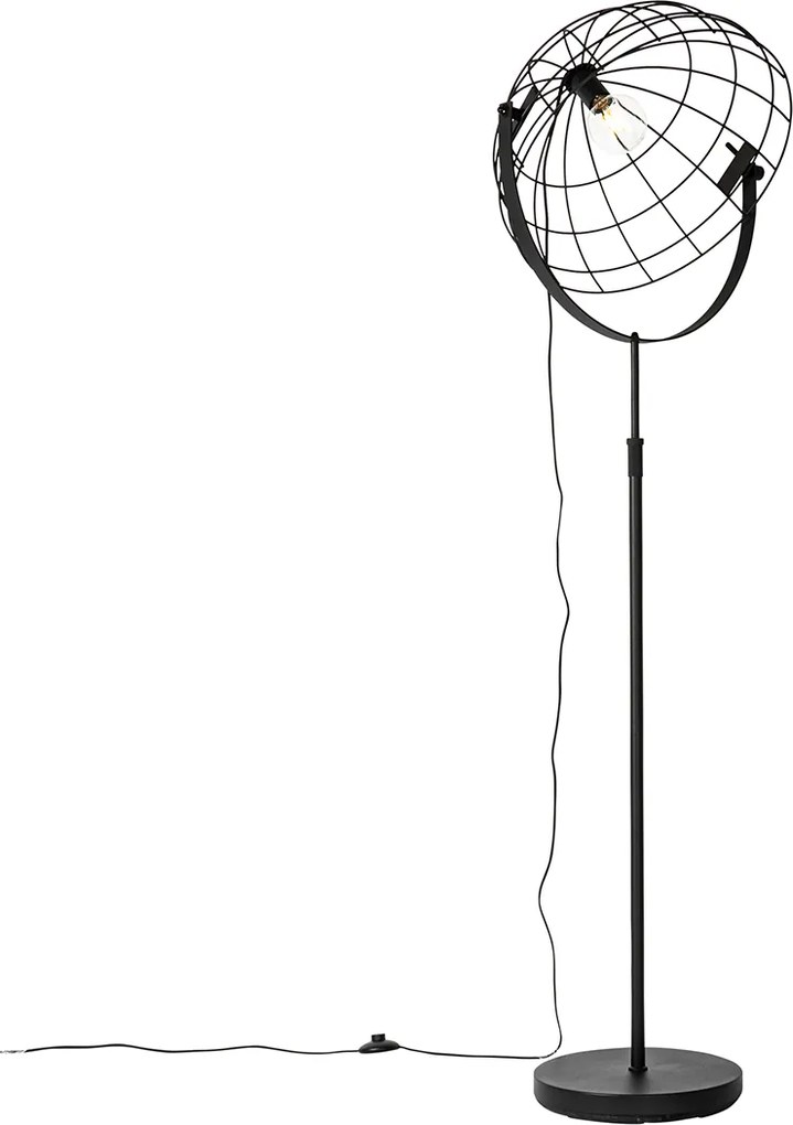 Industrialna lampa podłogowa czarna 50 cm regulowana - Hanze