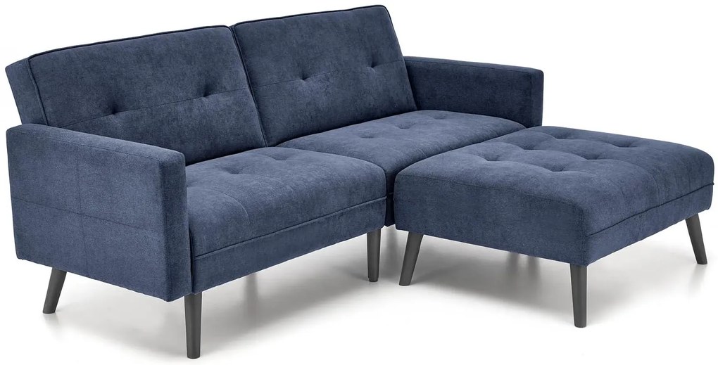 Granatowa sofa narożna z funkcją spania - Leris