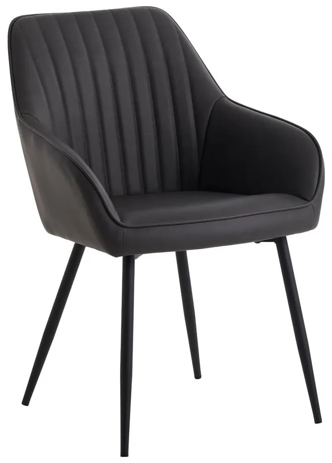Ciemnoszare krzesła z imitacji skóry z podłokietnikami zestaw 2 szt. Nolan Stripe – Unique Furniture
