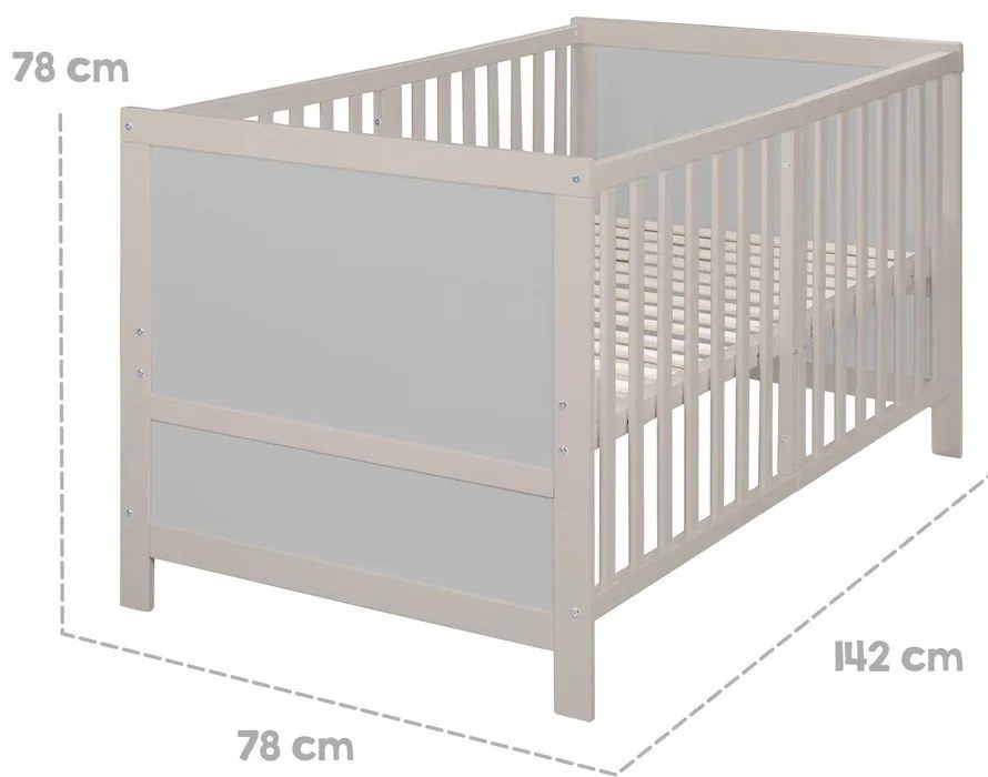 Szare łóżeczko z regulowaną wysokością 70x140 cm Easy Sleep – Roba