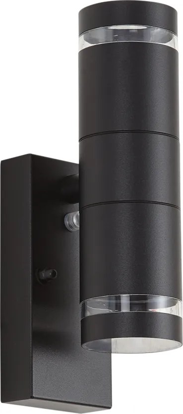 Nowoczesna lampa ścienna zewnętrzna czarna 2-punktowa IP44 z czujnikiem zmierzchu - Dubbla