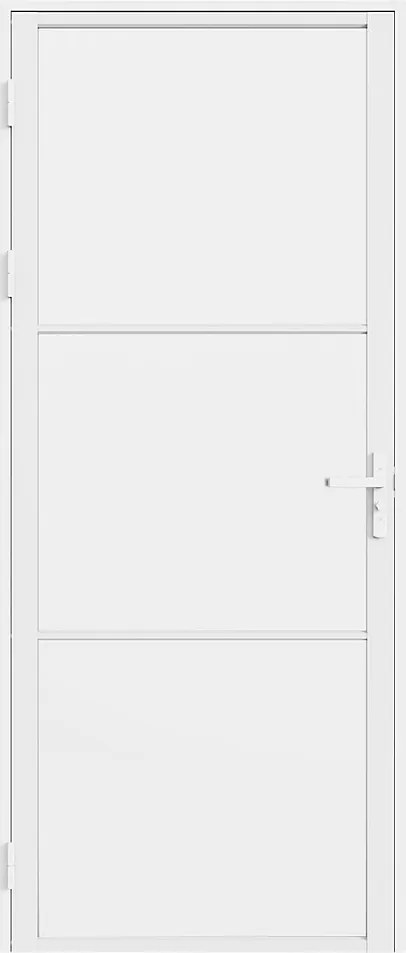 Blok drzwiowy odwracalny z aluminium i szkła hartowanego matowego – W204 x S73 cm – Biały – MASERU
