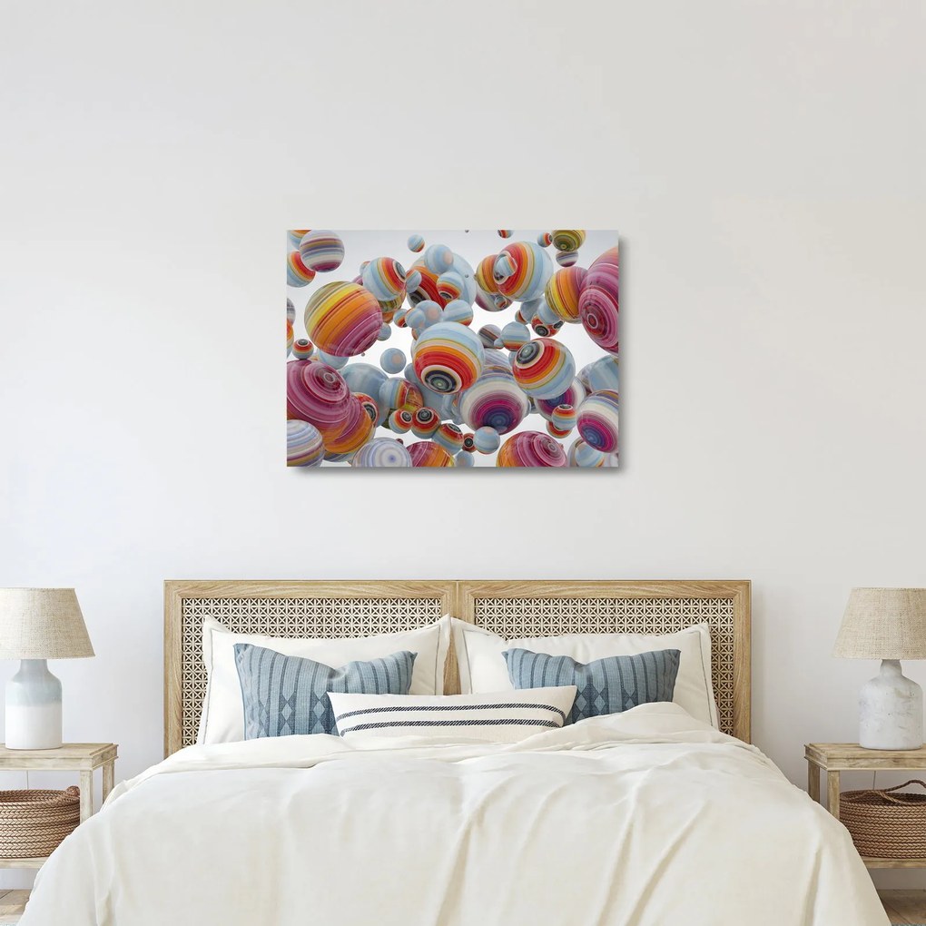 Obraz na szkle malowanych kulek (70x50 cm)