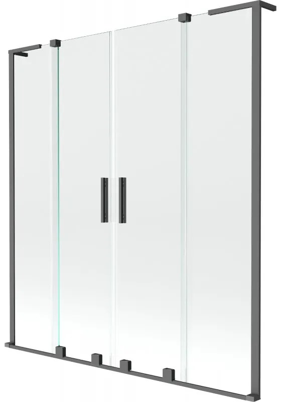 Mexen Velar L Duo parawan nawannowy 2-skrzydłowy rozsuwany 160 x 150 cm, transparent, gun metal - 896-160-003-02-95