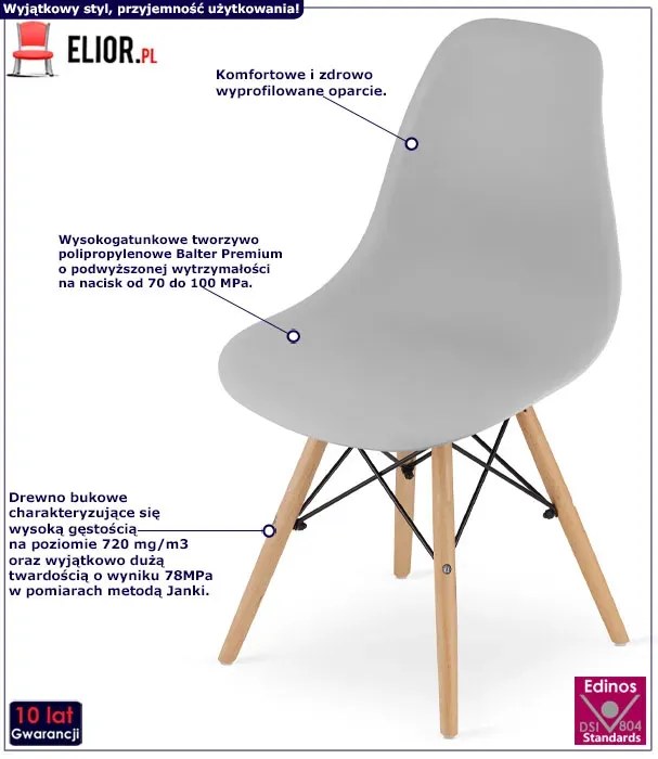 Szare minimalistyczne krzesło - Sopi 4X