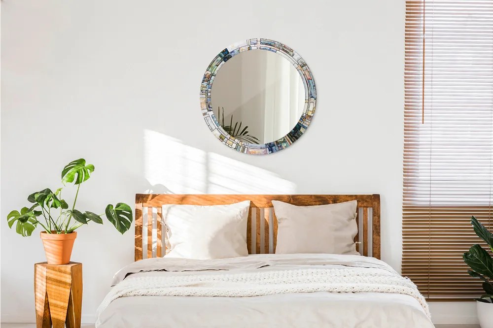 Lustro z nadrukiem okrągłe Abstrakcyjny witraż